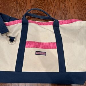 Vineyard Vines Pink and Navy Canvas Tote